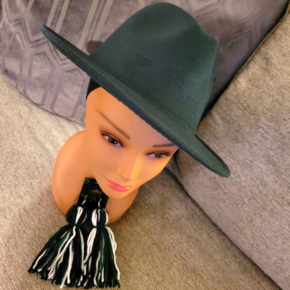 Fedora with Yarn Earrings